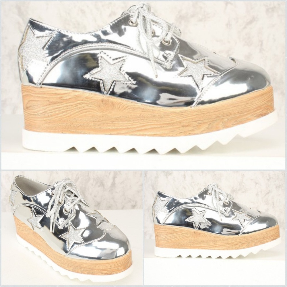Silver Platform Oxfords